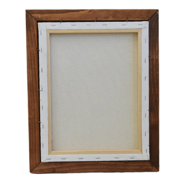 Charming Folk Art Doggie Dog Puppy Oil Painting Including the Brown Wood Frame For Sale - Image 4 of 5