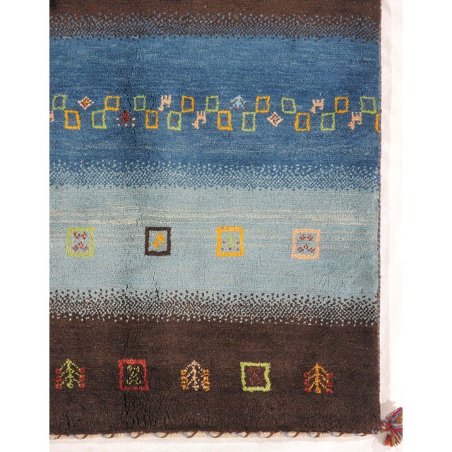 Contemporary Vintage Hand-Knotted Persian Gabbeh Rug 5'0" X 6'6" For Sale - Image 3 of 4