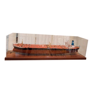 Rare Museum Quality Tanker Ship Model in Display Case Titled "Mv Captain Gregos" For Sale