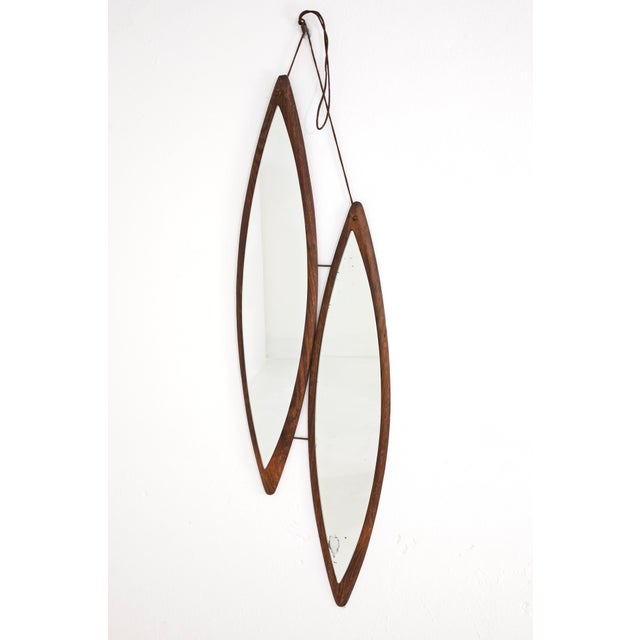 1960s Mid-Century Modern Italian Oval Wooden Wall Mirror, 1970 For Sale - Image 5 of 12