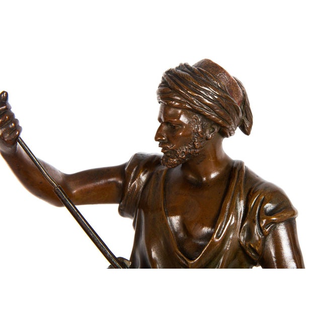 Early 20th Century Rare French Orientalist Bronze Sculpture Arab Warrior After Jean Didier Debut For Sale - Image 5 of 12