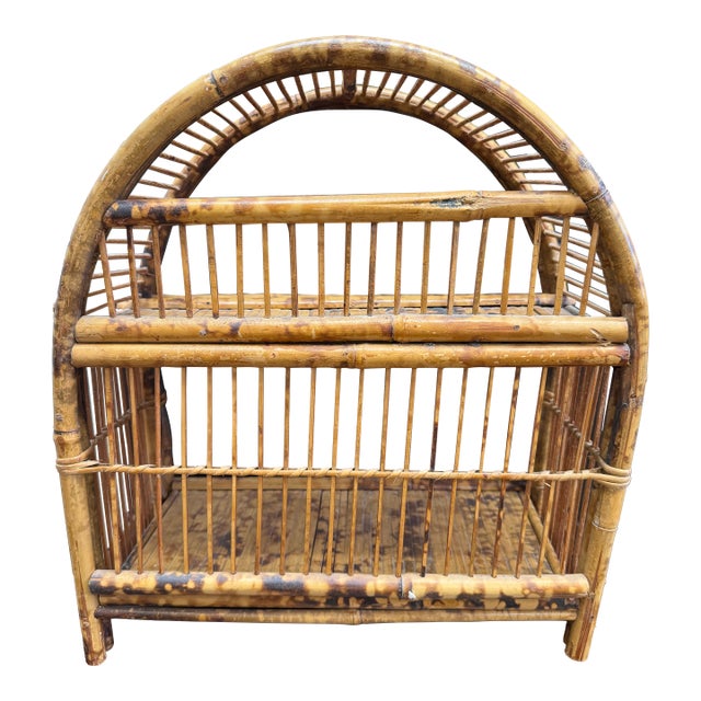 Vintage Burnt Bamboo Shelf For Sale