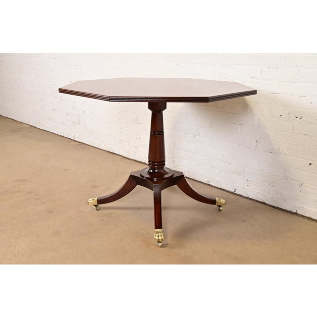 Baker Furniture Company Baker Furniture Georgian Banded Mahogany Pedestal Breakfast Table or Game Table, Newly Refinished For Sale - Image 4 of 10