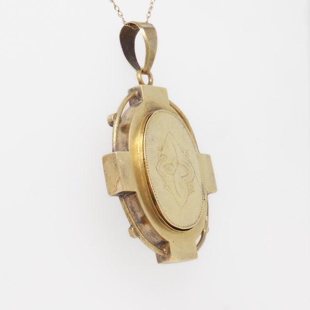 Antique Victorian 14k Gold and Seed Pearl Pendant Locket for a Necklace For Sale - Image 12 of 16