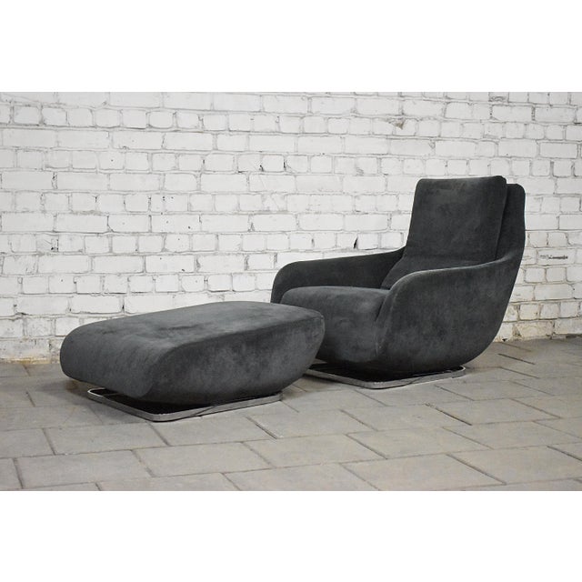 Khaki Set of Shaman Lounge Chair and Ottoman by Eric Jourdan for Ligne Roset, France, 2000s For Sale - Image 8 of 10