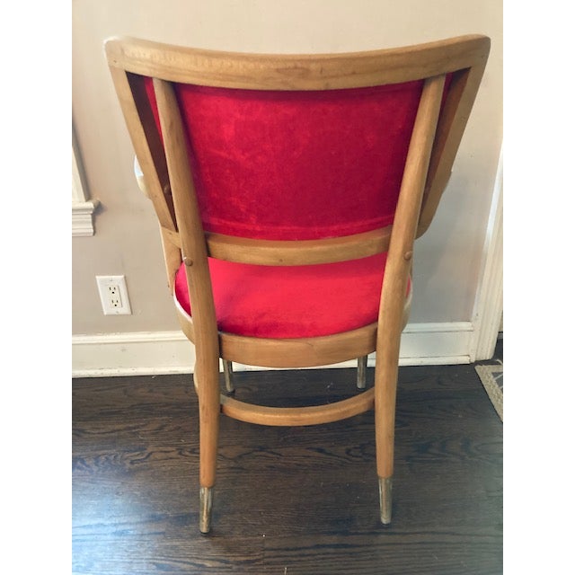 1960s Vintage Mid Century Modern Bentwood Armchair in New Red Velvet Upholstery For Sale - Image 5 of 7