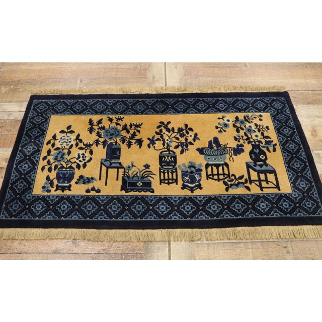 Textile Mid 20th Century Chinese Baotou Vase Pictorial Rug, 02'04 X 04'06 For Sale - Image 7 of 9