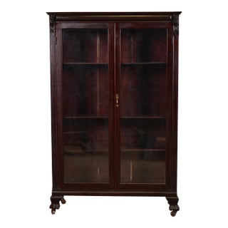 R. J. Horner Style American Empire Carved Mahogany Bookcase With Lion Heads, Circa 1890s For Sale