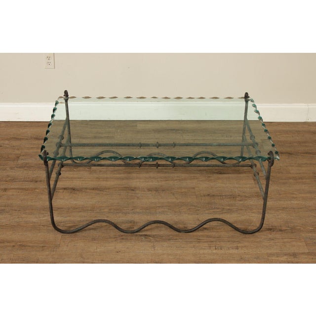 Modernist Glass Top Wrought Iron Coffee Table For Sale - Image 14 of 17