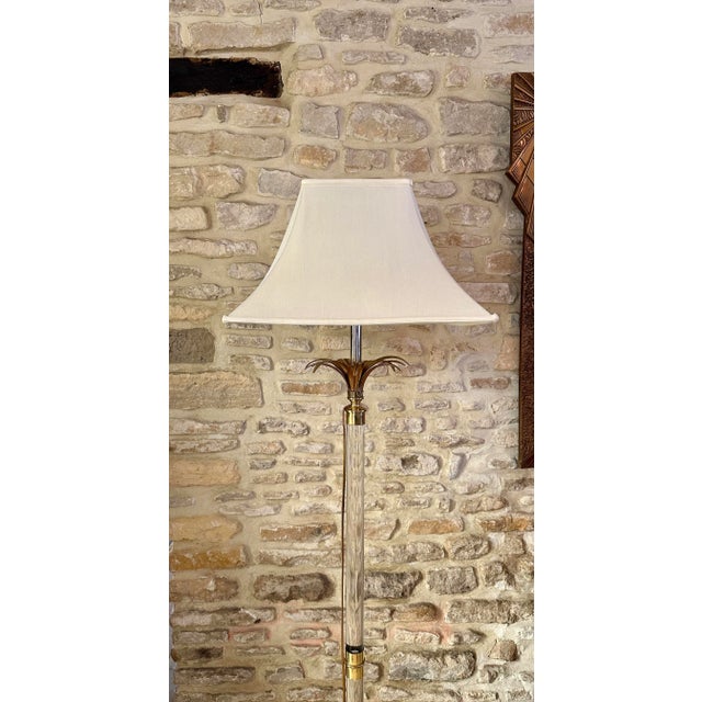 Vintage Acrylic Glass and Brass Floor Lamp from Maison Roméo, 1970s For Sale - Image 17 of 18