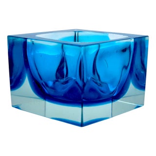 Sommerso Murano Glass Ashtray attributed to Flavio Poli for Seguso, 1970s For Sale