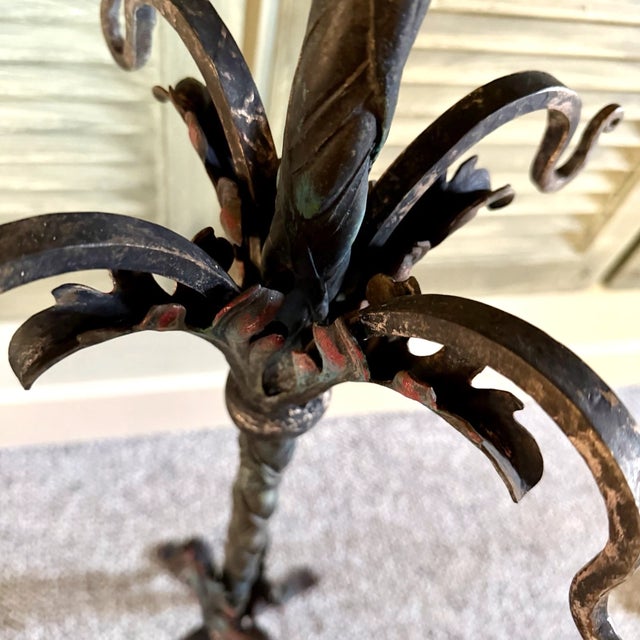 Sunflower Arts & Crafts Wrought Iron Fireplace Hearth Set Hand Forged 1900s For Sale - Image 4 of 15