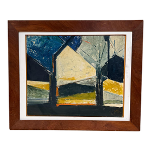 Abstract Art Oil on Canvas Mid-Century Signed 1962