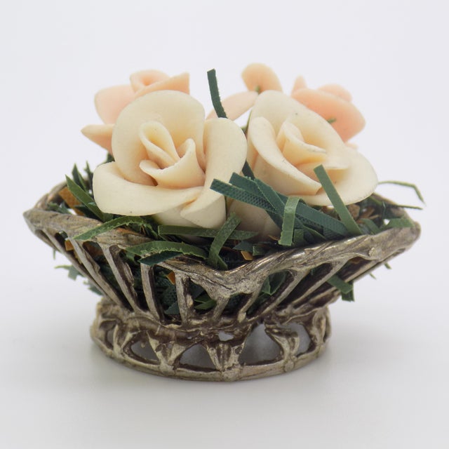 This delicate flower basket miniature was handcrafted in Italy during the 1970s/1980s. Made in Continental Silver...
