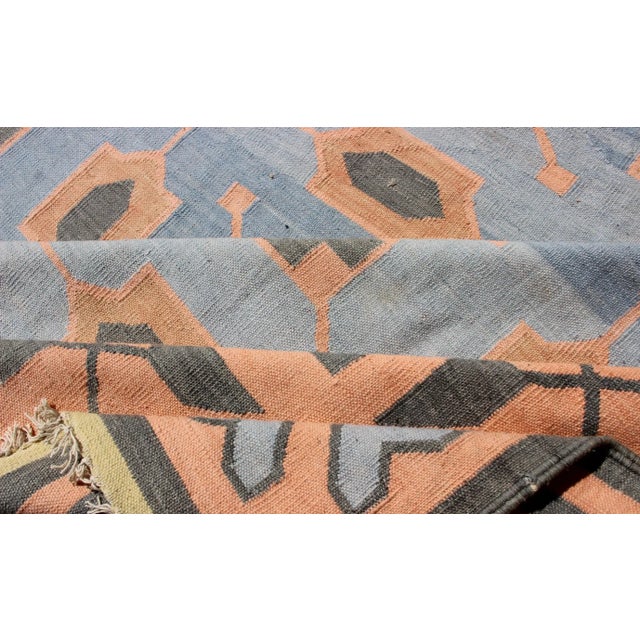 Multicolored Vintage Indian Cotton Dhurrie Rug With All-Over Geometric Design For Sale - Image 11 of 13