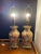 A lovely pair of Japanese Moriage Satsuma porcelain table lamps from Taiwan. Featuring a gorgeous color palette of bronze,...