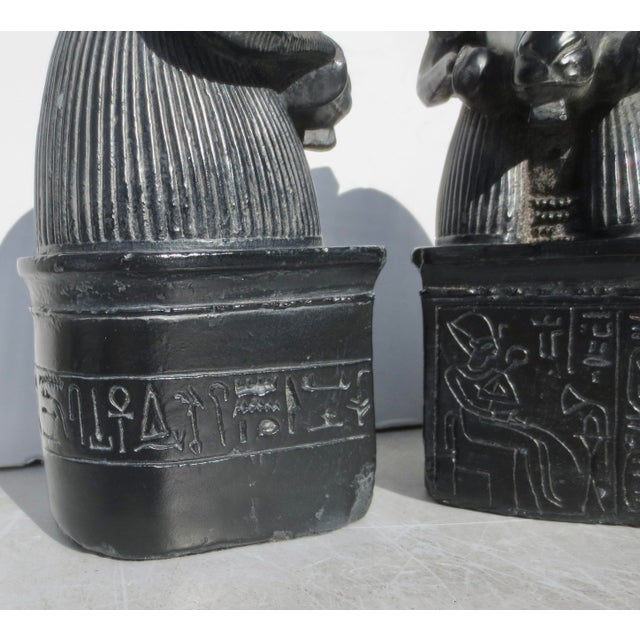 Stone & Resin Amun-Ra Egyptian Bookends Metropolitan Museum of Art - A Pair of 2 For Sale - Image 10 of 11