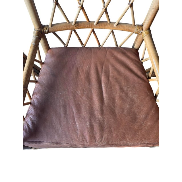 Vintage Palecek High Back Arm Chairs With Leather Seats, a Pair For Sale - Image 11 of 16