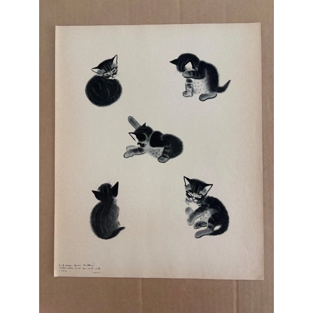 Up for sale is this vintage print from a 1943 collection by acclaimed illustrator Clare Turlay Newberry. It is matted in a...