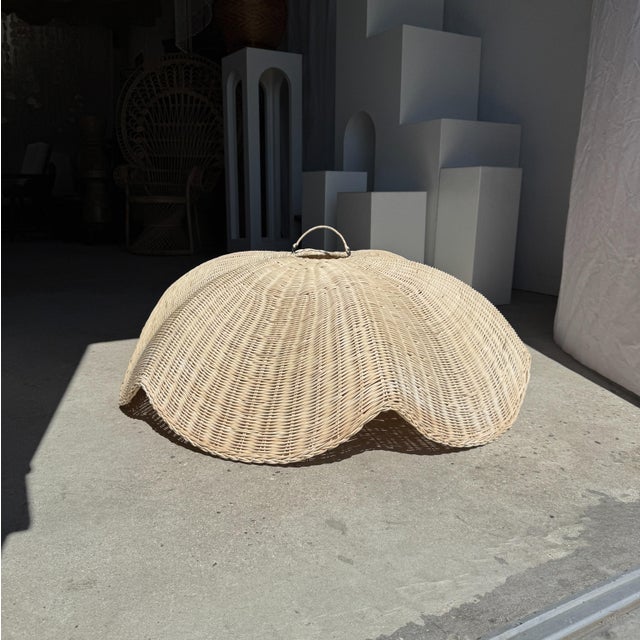 Large Rattan Tulip Pendant Light, 1980s For Sale - Image 10 of 11