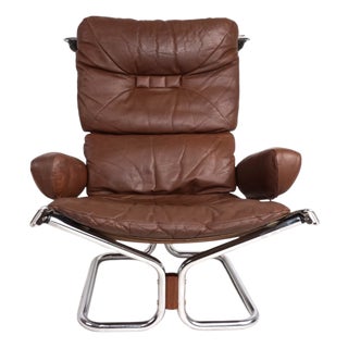 Wing Leather Armchair by Harald Relling for Westnofa, 1970 For Sale