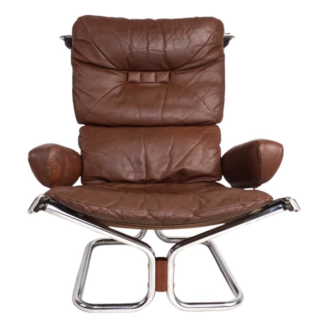 Wing Leather Armchair by Harald Relling for Westnofa, 1970 For Sale