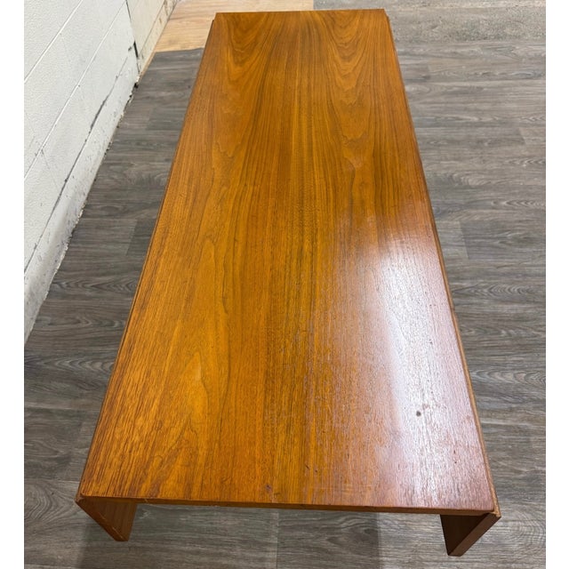 Wood Vintage Mid Century Modern Walnut Convertible Dining and Coffee Trestle Table For Sale - Image 7 of 18