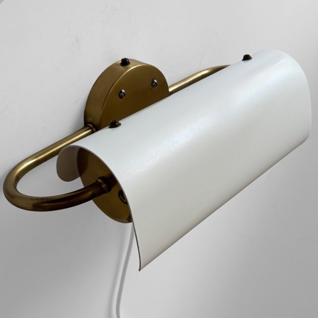 Metal Vintage Wall Lamp in Brass and Steel by Bertil Brisborg for Nordiska Kompaniet, Sweden, 1950s For Sale - Image 7 of 12