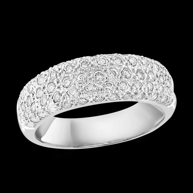 0.65 Carat Diamond Cocktail 18 Karat White Gold Ring/ Half Band Size 6.5 18 K gold Stamped 5.4 Grams. Diamond Eye clean ,...