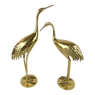 Mid-Century Brass Herons by Gilde Handwerk, 1960s, Set of 2 For Sale