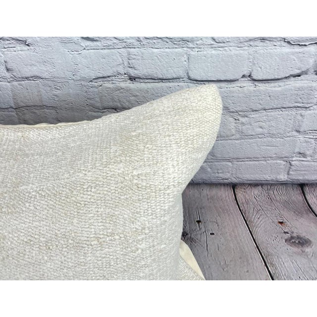 Turkish 16 x 24 Hemp Pillow Turkish Cushion Natural White Pillow Cushion Cover For Sale - Image 3 of 4