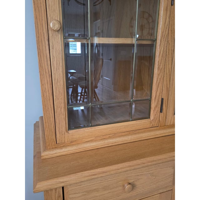 Hunt Country Oak Hutch & Buffet Cabinet For Sale - Image 9 of 12