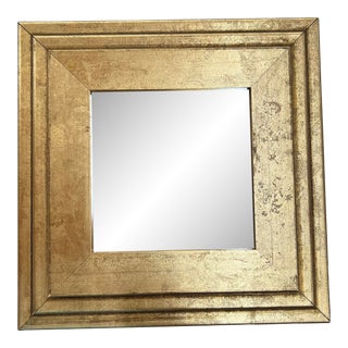 Late 20th Century Modern Square Gilt Frame Mirror For Sale