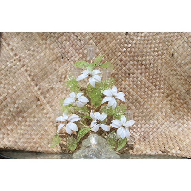 Italian 20th Century Italian/Venetian Blown Glass Botanical Candelabra For Sale - Image 3 of 8