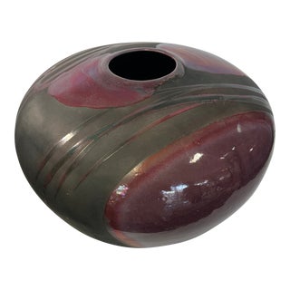 1970s Large Raku Vase by Tony Evans Signed For Sale