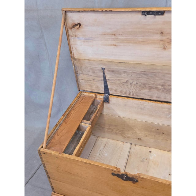 Antique Circa 1900 German Natural Pine Blanket Chest For Sale - Image 12 of 15