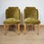 A pair of art deco 'cloud' chairs by harry & lou epstein. Birdseye maple veneered with moss green fabric re-upholstery....