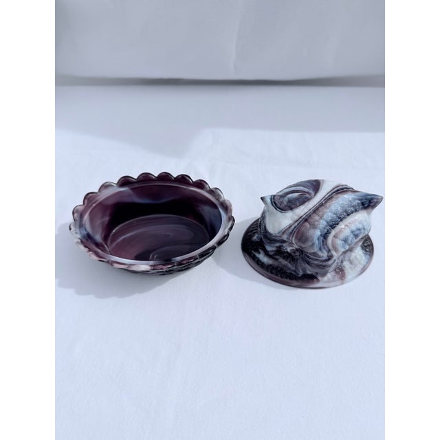 Vintage Amethyst Slag Glass Owl on Nest Dish For Sale - Image 9 of 9