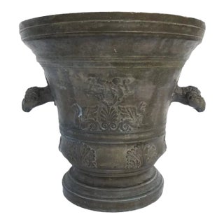 Bronze Mortar by Vincenzo Barborini Italy 19th Century Planter For Sale