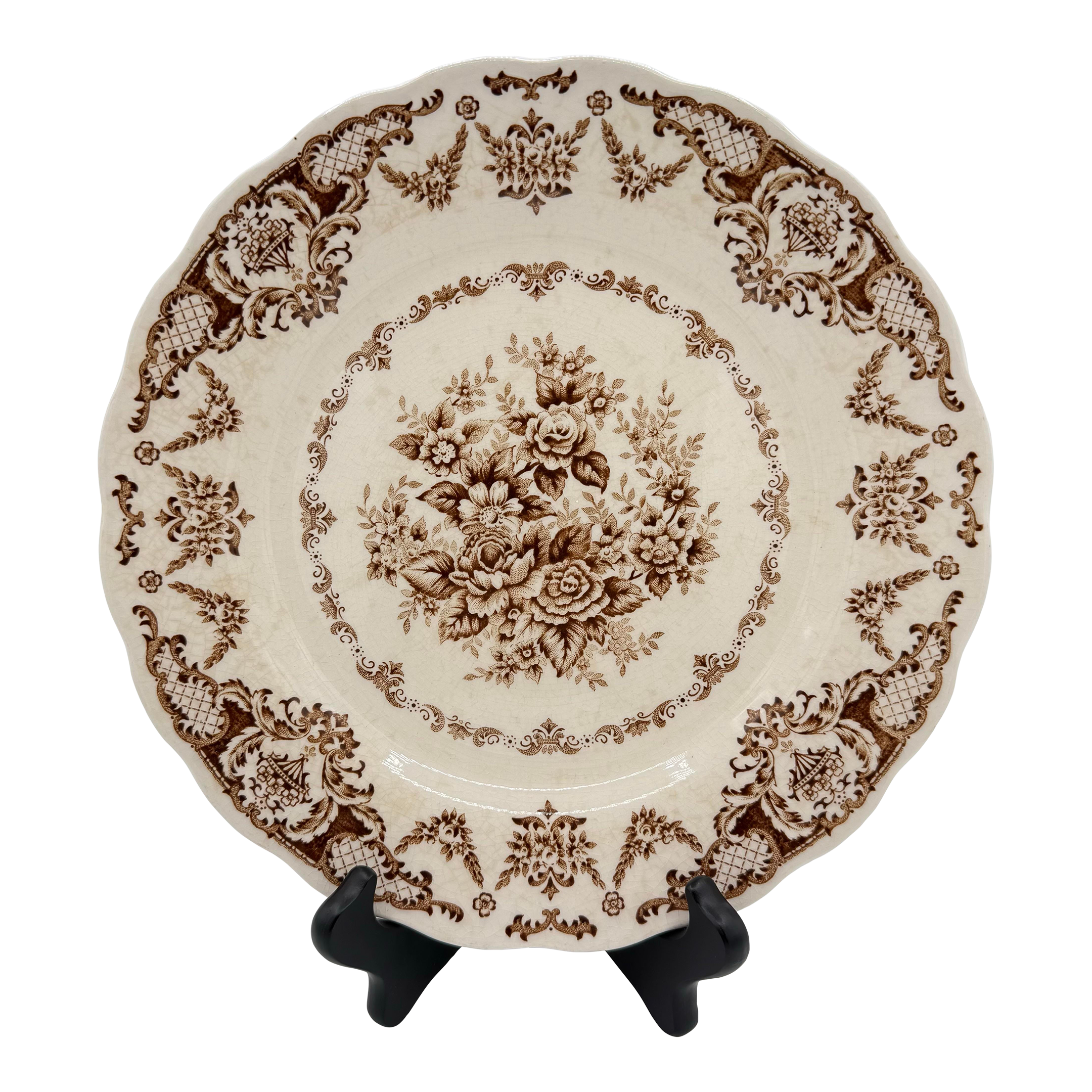 Early 20th Century Nikko “Double Phoenix” Brown Transferware Plate