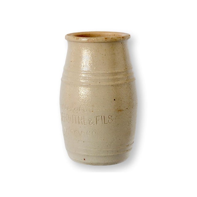 Farmhouse Antique French Neutral Stoneware Mustard Pot For Sale - Image 3 of 5