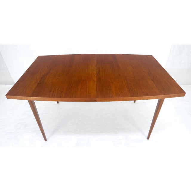 Danish Mid Century Modern Teak Boat Shape Dining Table w/ 3 12" Leaves MINT For Sale - Image 12 of 17