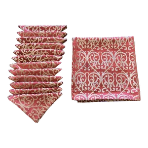 Waterford Satin-Like Patterned Burgundy Banquet Tablecloth 144" X 70" With 12 Napkins 20" 3/4 X 20" 3/4