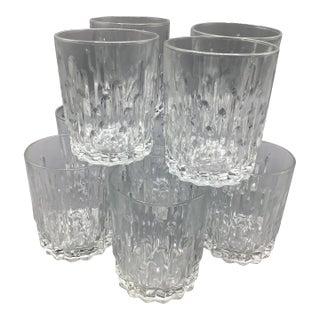 Rare Vintage Italian Crystal Lowball Glasses With Vertical Cut Drip Lines-Set of 11 For Sale