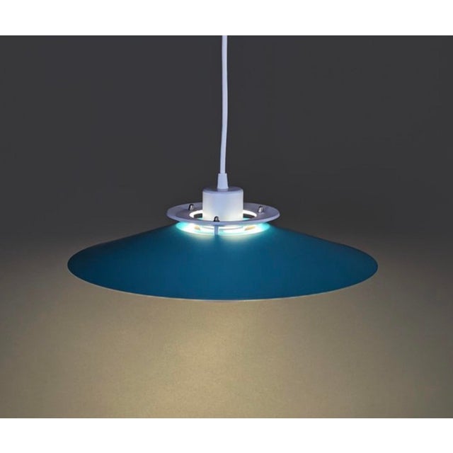 Metal Turquoise and White Pendant Lamp from Dana Light, Denmark, 1970s For Sale - Image 7 of 10