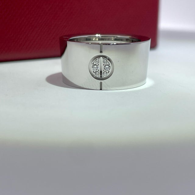 White Cartier Love Cone Diamond 18k White Gold Ring, Size 6 For Sale - Image 8 of 11