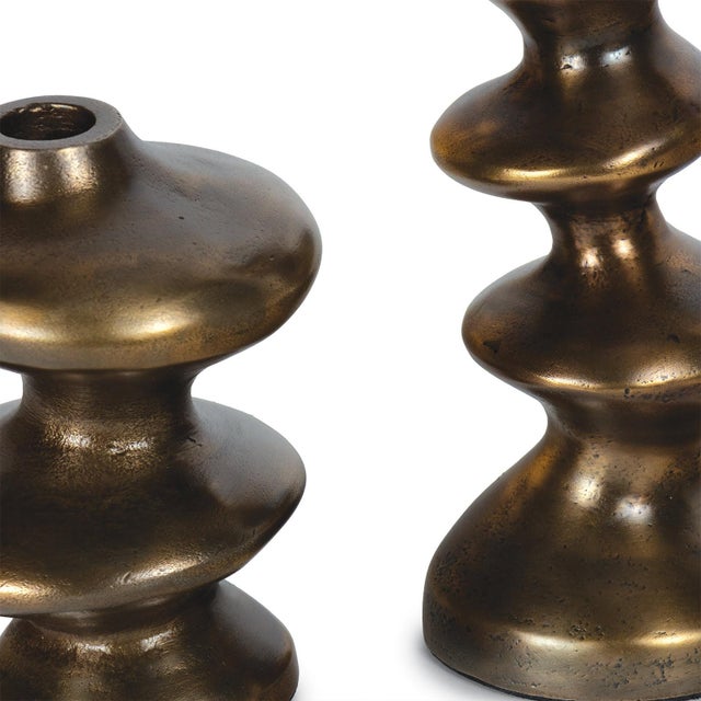 Blobby Candle Holder Set, Brass For Sale - Image 4 of 6
