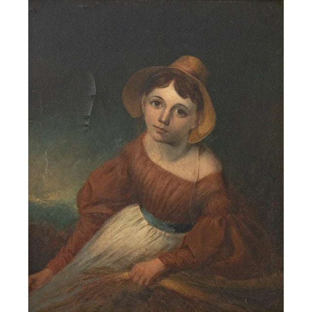 English School, Portrait of a Girl, Oil on Board, 19th century, unsigned, stamped "Brown / Holborn" to verso, giltwood...