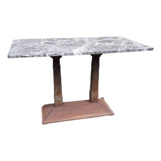 Antique German Art Nouveau Garden Table with Marble Plate, 1890s For Sale