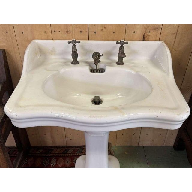Pedestal Sink in Earthenware For Sale - Image 3 of 11